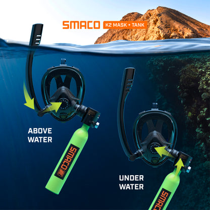 K2 Full Face Snorkel & Dive Mask with S300Plus/S300Pro Mini Scuba Tank