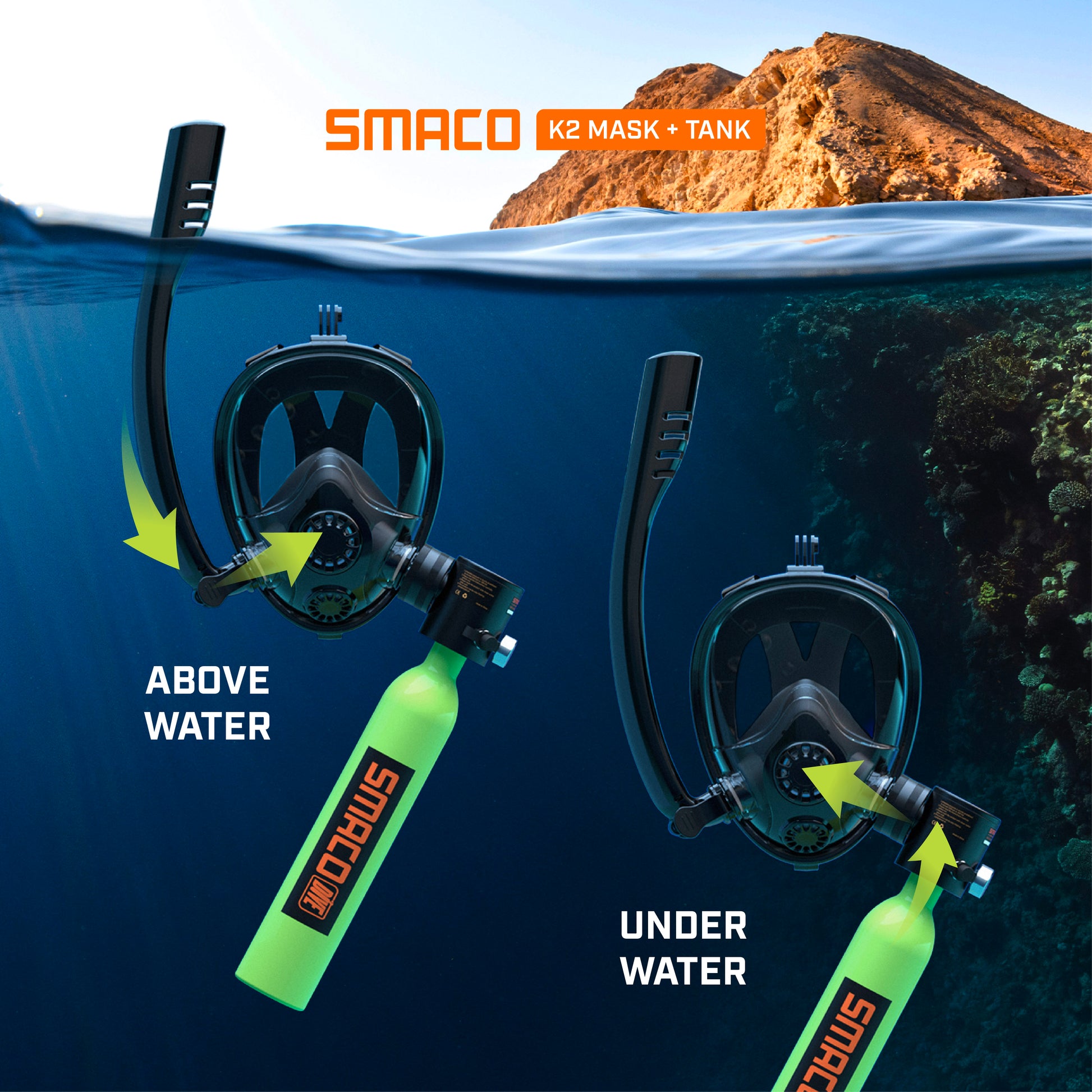 K2 Full Face Snorkel & Dive Mask – Mask M8068 System