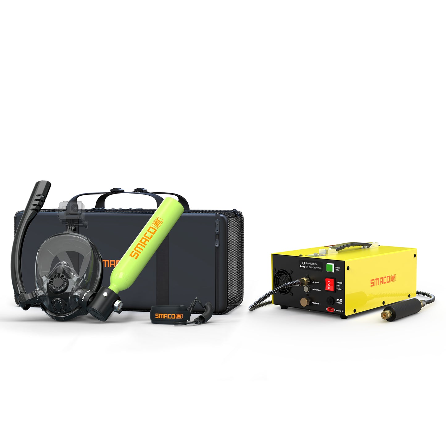 K2 Full Face Snorkel & Dive Mask with S300/S300Pro Mini Scuba Tank