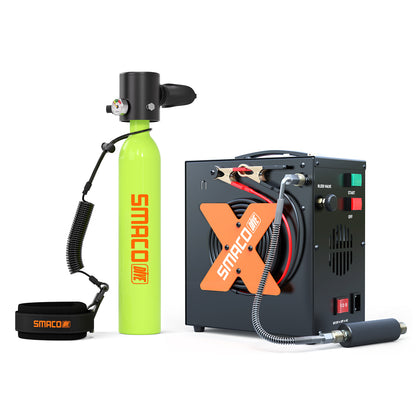 SMACO S300 0.5L Mini Scuba Tank with Heap 1 Electric Air Compressor