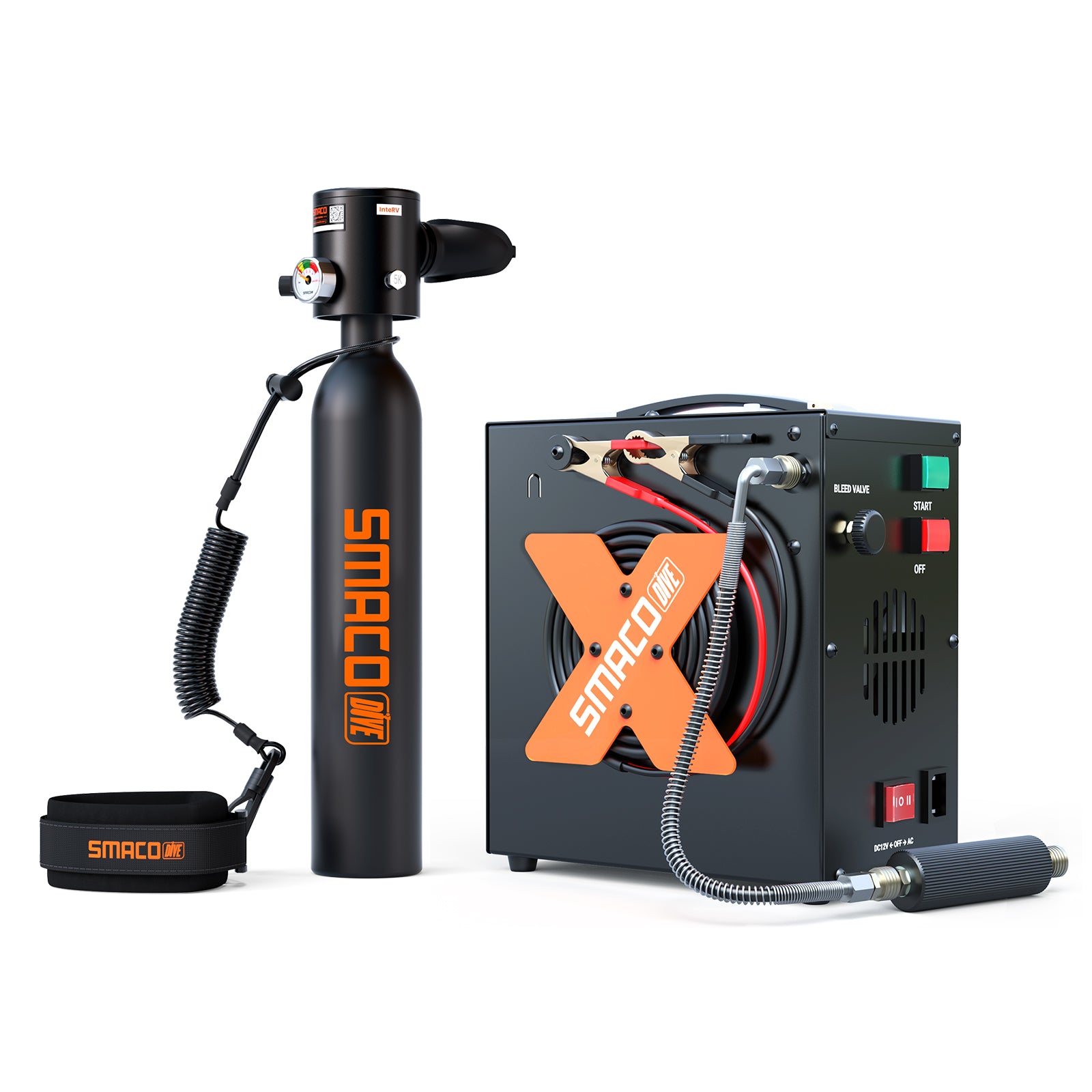 SMACO S300 0.5L Mini Scuba Tank with Heap 1 Electric Air Compressor
