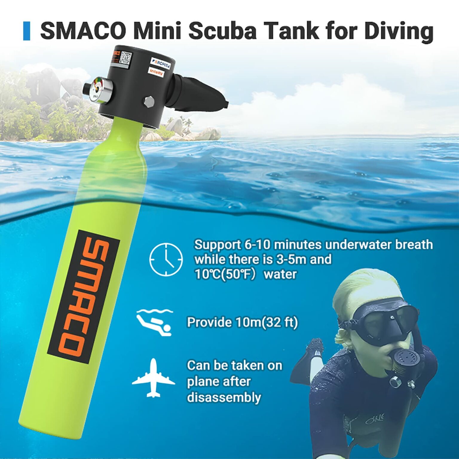 SMACO S300 0.5L Plus Scuba Diving Air Tank